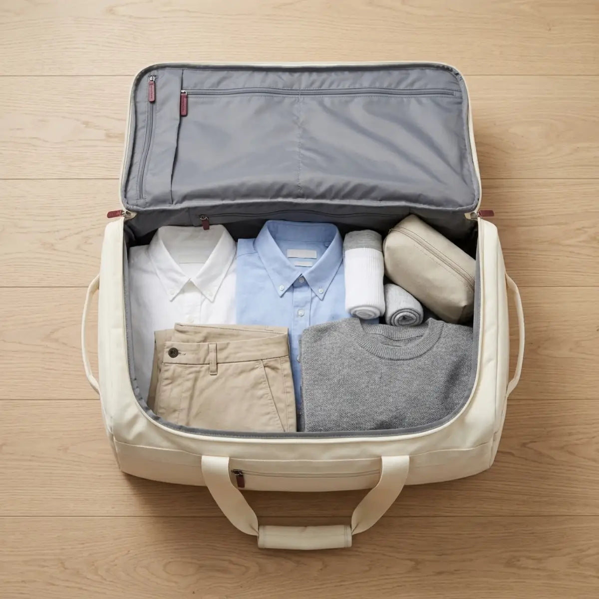 Novaire Abordo abierta con ropa doblada